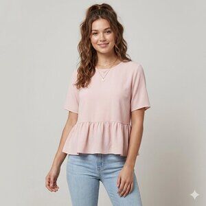 ARITZIA Womens Babydoll Blouse Crop Peplum Coquette Fairy Romantic Boho Chic